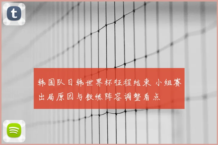 韩国队日韩世界杯征程结束 小组赛出局原因与教练阵容调整看点